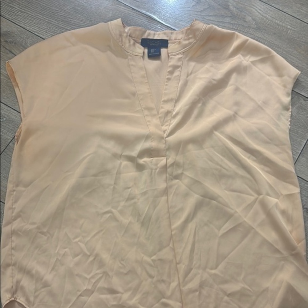 RACHEL Rachel Roy Orange Cap Sleeve Blouse with Mandarin Collar